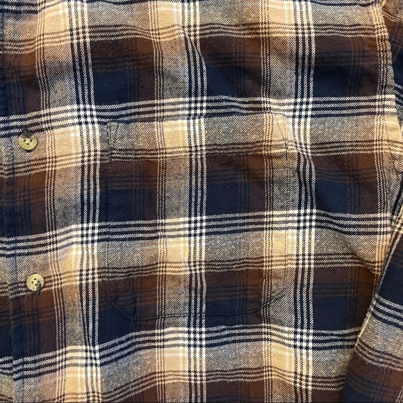 Men’s Brown and Blue Plaid Button Up - Picture 3 of 6